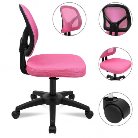 Silla de Oficina Ergonómica sin Reposabrazos con Malla Transpirable y Soporte Lumbar - Juvenil para Escritorio