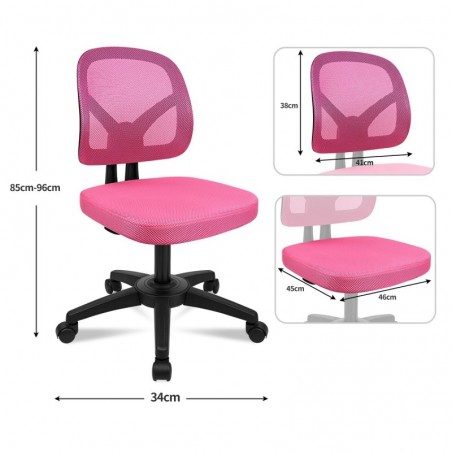 Silla de Oficina Ergonómica sin Reposabrazos con Malla Transpirable y Soporte Lumbar - Juvenil para Escritorio