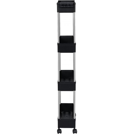 Carro de Cocina Estrecho Alto con Ruedas - Carrito Auxiliar Organizador Verdulero con Estantes y Cajones Plástico
