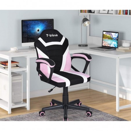 Silla Infantil Gaming y Oficina Ergonómica Giratoria con Ruedas - Sillón para Niños con Diseño Moderno y Tela Transpirable