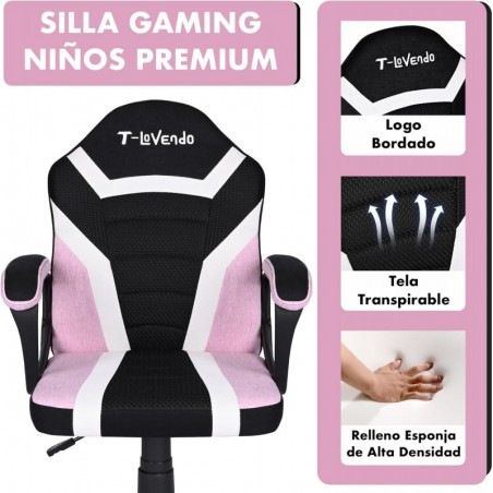 Silla Infantil Gaming y Oficina Ergonómica Giratoria con Ruedas - Sillón para Niños con Diseño Moderno y Tela Transpirable