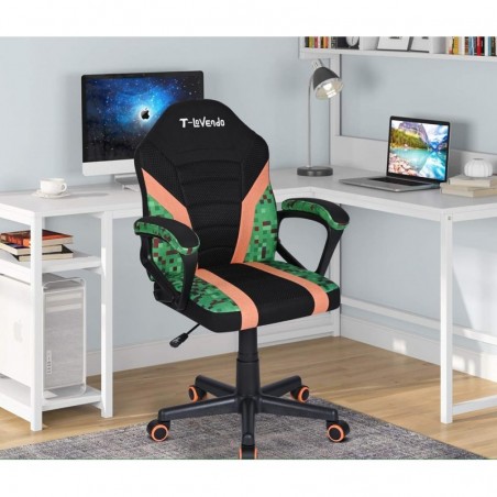 Silla Infantil Gaming y Oficina Ergonómica Giratoria con Ruedas - Sillón para Niños con Diseño Moderno y Tela Transpirable