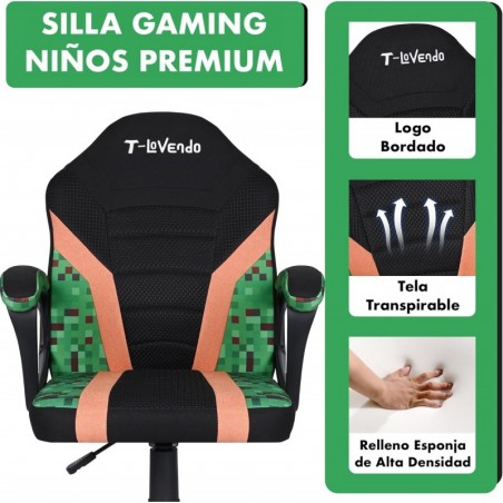 Silla Infantil Gaming y Oficina Ergonómica Giratoria con Ruedas - Sillón para Niños con Diseño Moderno y Tela Transpirable