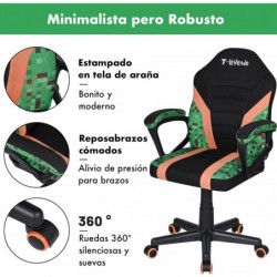 Silla Infantil Gaming y Oficina Ergonómica Giratoria con Ruedas - Sillón para Niños con Diseño Moderno y Tela Transpirable