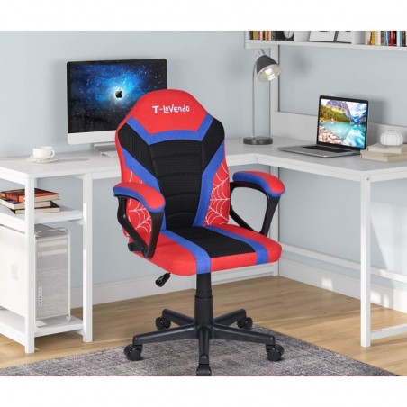 Silla Infantil Gaming y Oficina Ergonómica Giratoria con Ruedas - Sillón para Niños con Diseño Moderno y Tela Transpirable