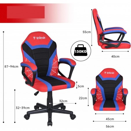 Silla Infantil Gaming y Oficina Ergonómica Giratoria con Ruedas - Sillón para Niños con Diseño Moderno y Tela Transpirable