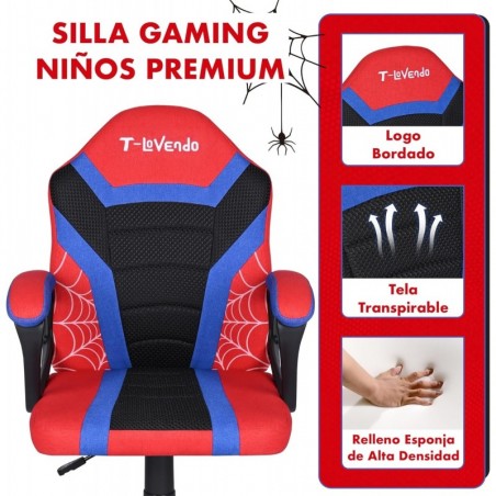 Silla Infantil Gaming y Oficina Ergonómica Giratoria con Ruedas - Sillón para Niños con Diseño Moderno y Tela Transpirable