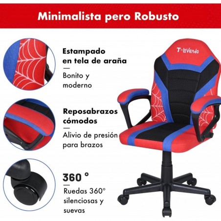 Silla Infantil Gaming y Oficina Ergonómica Giratoria con Ruedas - Sillón para Niños con Diseño Moderno y Tela Transpirable