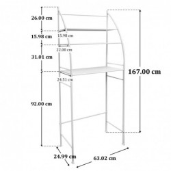 Estantería baño sobre inodoro wc o lavadora metálica - Estante de almacenamiento ahorra espacio - 3 niveles - Cocina