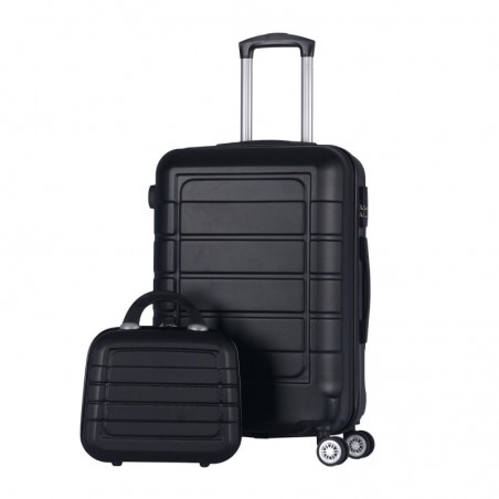 Juego de 3 Maletas Trolley ABS Semirígidas con 4 Ruedas Giratorias - Set Cabina, Mediana y Neceser con Candado