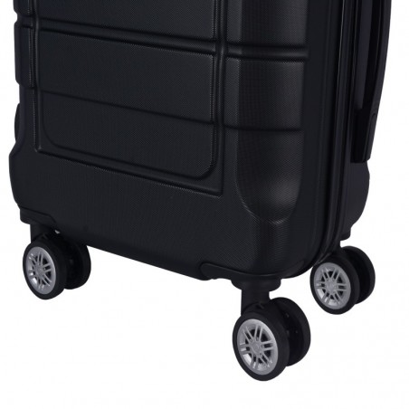 Juego de 3 Maletas Trolley ABS Semirígidas con 4 Ruedas Giratorias - Set Cabina, Mediana y Neceser con Candado