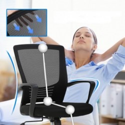 Silla de Oficina o Escritorio ergonómica con Soporte Lumbar y Respaldo de Malla Transpirable. Altura Regulable Ajustable