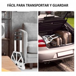 Carretilla de Mano portátil Plegable y Extensible con Ruedas- Carro de Transporte Aluminio Ligero- con Cuerdas de Goma