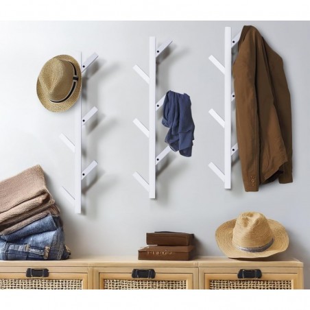 Perchero Pared Madera Maciza Haya T-LOVENDO Vertical 6 Ganchos Moderno - Recibidor y Entrada
