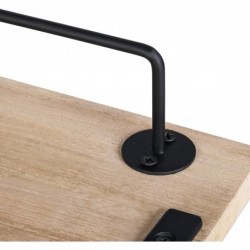 Baldas Pared, Estantes de Pared, Juego de 2, Flotante, de Madera, 42 cm, Marco de Metal, Colgante, con Toallero, Barra