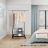 Perchero burro ropa extensible y ajustable con ruedas- barra para zapatero- Pequeño- Estrecho- Resistente- Metálico