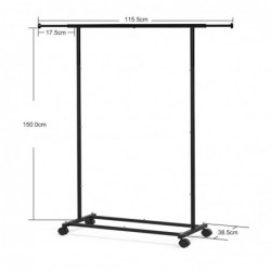 Perchero burro ropa extensible y ajustable con ruedas- barra para zapatero- Pequeño- Estrecho- Resistente- Metálico