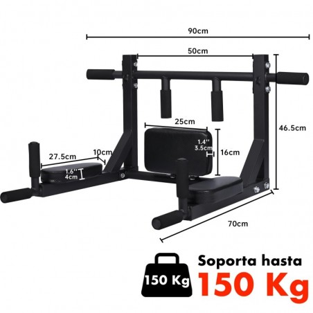 Barra de Dominadas para Pared Multi agarre 2 en 1 Calistenia Hasta 150 kilos Entrenamiento de Fuerza Wall Bars