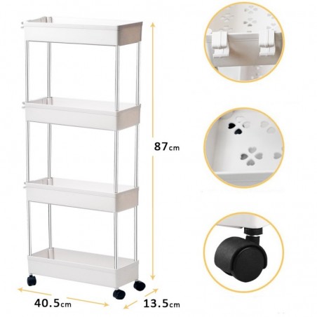 Carro de Cocina Estrecho Alto T-LOVENDO con Ruedas - Carrito Auxiliar Organizador Verdulero con Cajones Plástico