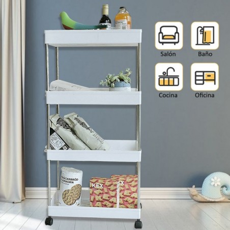 Carro de Cocina Estrecho Alto T-LOVENDO con Ruedas - Carrito Auxiliar Organizador Verdulero con Cajones Plástico