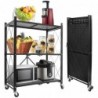 Estantería Plegable de Metal con Ruedas | Mueble Organizador con estantes Resistentes y Estructura Reforzada | Portátil