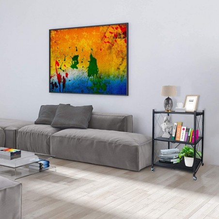 Estantería Plegable Metálica con Ruedas y Estantes Perforados - Mueble Organizador Portátil y Resistente y Estructura Reforzada