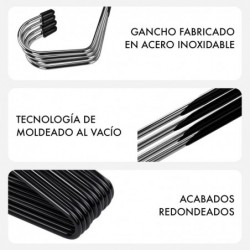 Perchas para Pantalones Ahorra Espacio. Pack de 20 Unidades. Resistentes. Metalicas. Antideslizantes. Lado Abierto.