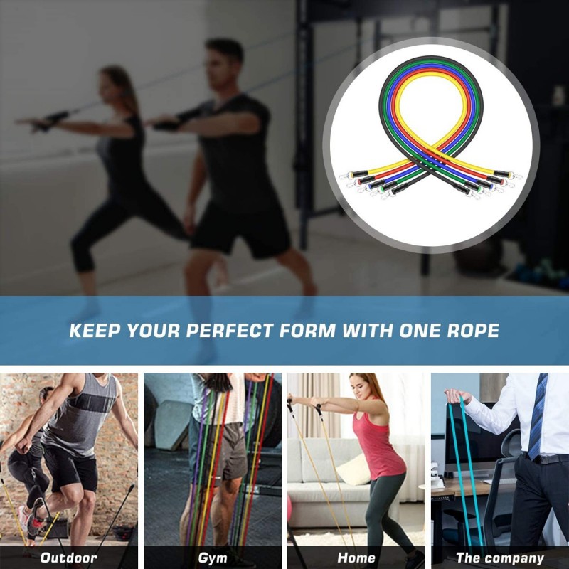 Bandas Elásticas De Fitness Y Yoga | Cinturón De Estiramiento Con 8 Lazos Ajustables Para Ejercicio En Casa O Gimnasio