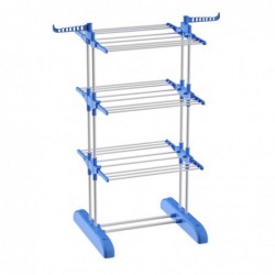 Tendedero Vertical Plegable De Alta Capacidad de Ropa - 4 Niveles con Barras de Acero Inoxidable con Dos Alas Laterales
