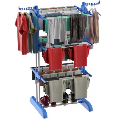 Tendedero Vertical Plegable De Alta Capacidad de Ropa - 4 Niveles con Barras de Acero Inoxidable con Dos Alas Laterales