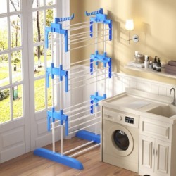 Tendedero Vertical Plegable De Alta Capacidad de Ropa - 4 Niveles con Barras de Acero Inoxidable con Dos Alas Laterales