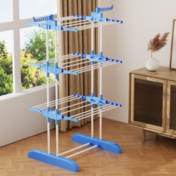 Tendedero Vertical Plegable De Alta Capacidad de Ropa - 4 Niveles con Barras de Acero Inoxidable con Dos Alas Laterales