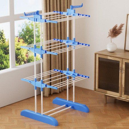 Tendedero Vertical Plegable De Alta Capacidad de Ropa - 4 Niveles con Barras de Acero Inoxidable con Dos Alas Laterales