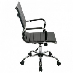 Silla de Oficina o escritorio Negra de Diseño Moderno y elegante - Ergonomica y Reclinable - de Piel Cuero Sintetico