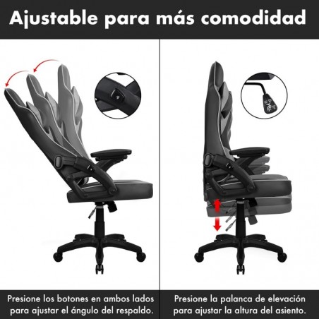 Silla Gaming Ergonómica con Tela Transpirable y Antimanchas - Sillón Gamer Profesional con Reposabrazos, Reposacabezas y Cojín
