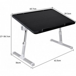 Mesa Portátil Ordenador para Cama T-LOVENDO Regulable en Altura y Ángulo 60x40 cm Plegable con Soporte para Laptop y Tablet