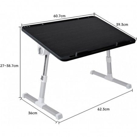 Mesa Portátil Ordenador para Cama T-LOVENDO Regulable en Altura y Ángulo 60x40 cm Plegable con Soporte para Laptop y Tablet