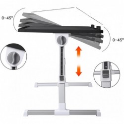 Mesa Portátil Ordenador para Cama T-LOVENDO Regulable en Altura y Ángulo 60x40 cm Plegable con Soporte para Laptop y Tablet