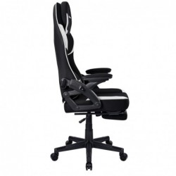 Silla Gamer Gaming Profesional, Ergonómica, de Tela Transpirable y Antimanchas, Reposabrazos Abatibles, con Reposapiés.