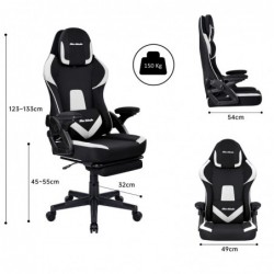 Silla Gamer Gaming Profesional, Ergonómica, de Tela Transpirable y Antimanchas, Reposabrazos Abatibles, con Reposapiés.