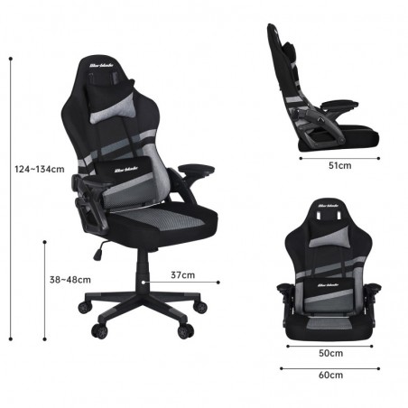 Silla Gaming Ergonómica Profesional con Tela Transpirable y Antimanchas - Sillón Gamer con Reposabrazos Abatibles y Cojines
