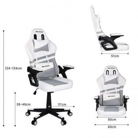 Silla Gaming Ergonómica Profesional con Tela Transpirable y Antimanchas - Sillón Gamer con Reposabrazos Abatibles y Cojines