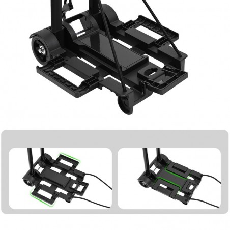 Carretilla de Mano Portátil Plegable - Carro Ligero para Equipaje, Oficina y Hogar con Cuerda Elástica y Gancho