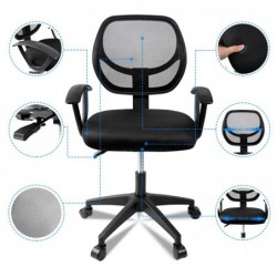 Silla de Oficina ergonómica con Ruedas cómoda para Escritorio Juvenil, giratoria, con reposabrazos, Respaldo de Malla