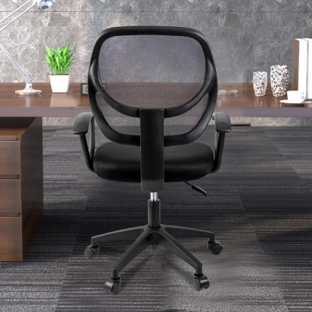 Silla de Oficina Ergonómica con Respaldo de Malla Transpirable y Reposabrazos - Giratoria Juvenil para Escritorio