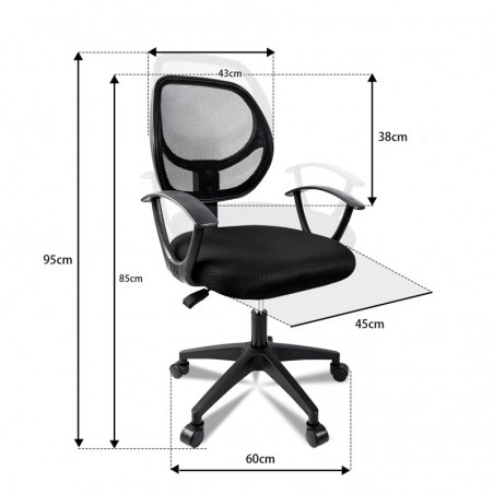 Silla de Oficina Ergonómica con Respaldo de Malla Transpirable y Reposabrazos - Giratoria Juvenil para Escritorio