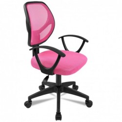 Silla de Oficina Ergonómica con Respaldo de Malla Transpirable y Reposabrazos - Giratoria Juvenil para Escritorio