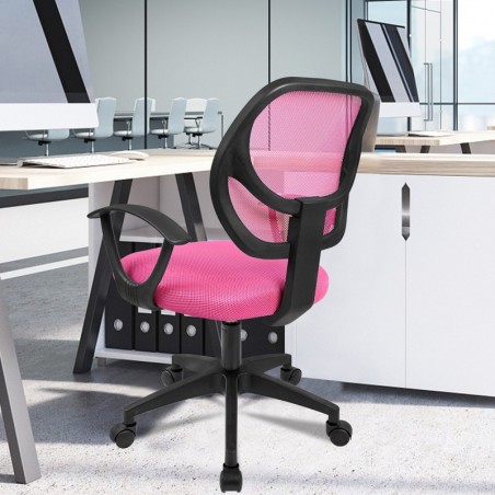 Silla de Oficina Ergonómica con Respaldo de Malla Transpirable y Reposabrazos - Giratoria Juvenil para Escritorio