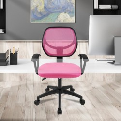 Silla de Oficina Ergonómica con Respaldo de Malla Transpirable y Reposabrazos - Giratoria Juvenil para Escritorio