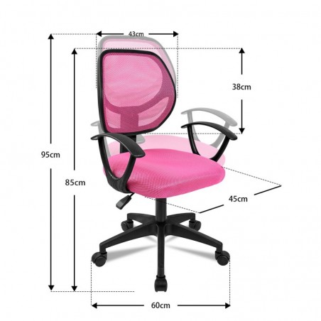 Silla de Oficina Ergonómica con Respaldo de Malla Transpirable y Reposabrazos - Giratoria Juvenil para Escritorio